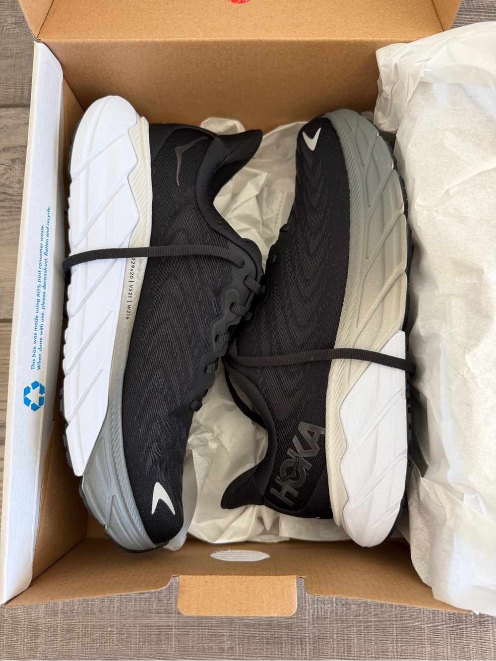 Hoka One One Black & White Women’s Running Sneaker - Picture 2 of 4